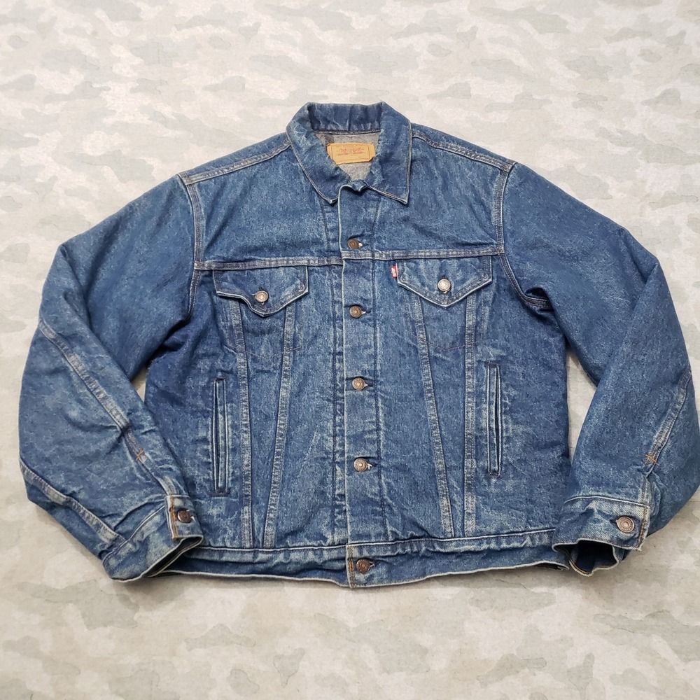 Vintage Levi's Trucker Denim Jacket Mens 44L Blue Dark Wash 71506 Type 3 USA